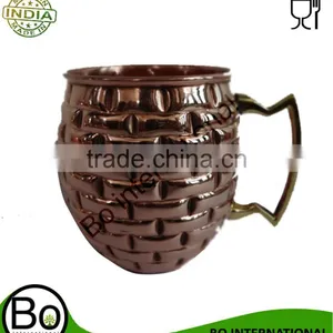 EMBOSSED BARREL SHAPE PURE COPPER MOSCOW MULE MUG WITH NICKLE LINING INSIDE thumbnail-1