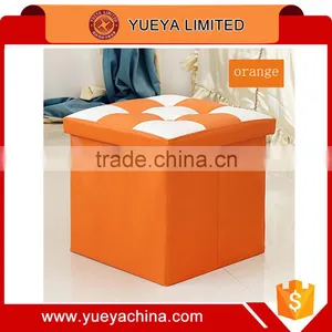 Waterproof Square Faux Leather Folding Seat Foot Stool Storage Box thumbnail-1