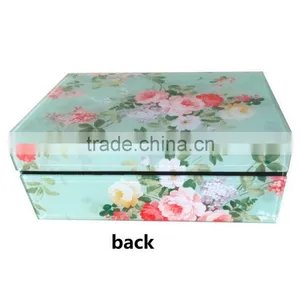 Flower Pattern Glass Mirror Jewelry Box thumbnail-2