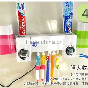 New Arrival Automatic Dual Toothpaste Holder Wall Mount UV Light Toothbrush Sterilizer Set For Wholesale thumbnail-5
