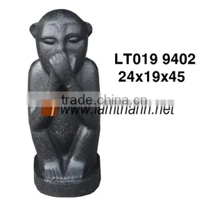 Vietnam Wholesale Garden Ornament Black Terrazzo Monkey Statue thumbnail-1