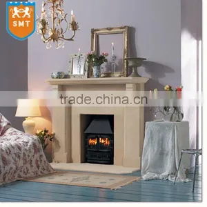 Beige Sandstone Fireplace Mantel/Fireplace Stove thumbnail-1