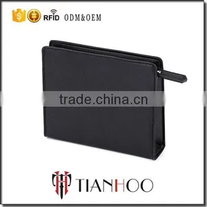 Black Leather Portfolio Small Hand Bag Genuine Leather Ladies Clutch Bag thumbnail-3