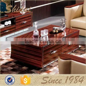 LV-TA809L Wooden Coffee Table With Drawers, Wooden Coffee Table Designs, Wood and Glass Coffee Table thumbnail-1