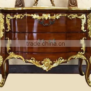 Classico European Style Ruby Red Solid Wood Carving Bombe Chest With Chinoiseries Landscape Handpainiting BF12-04244a thumbnail-3