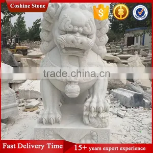 Outside Decoration Carved White Marble Foo Dogs Statue thumbnail-1
