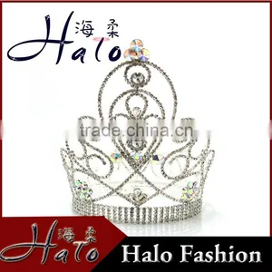 Quality Pageant Jewelry Big Rhinestone Fashion Crown Tiaras thumbnail-1