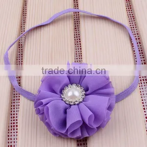 Chiffon Flower Headband With Pearl Center for Kids Hair Accessories thumbnail-5