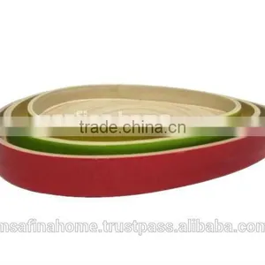 Set of 3 Leaf Shape Colored Lacquer Bamboo Trays thumbnail-1