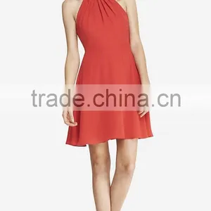Women Black Fit and Flare Double Layers Sexy Halter Chiffon Dress thumbnail-3