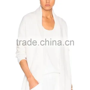Women 100% Cashmere no Button Fancy Cardigan Sweater thumbnail-1