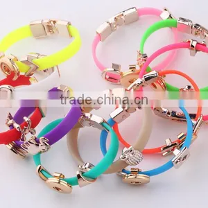 High End Snap Button Cuff Bangle Double Layers Zinc Alloy Cuff Bangle Silver Plating Women Cuff Bangle With Diy Snap Button thumbnail-2