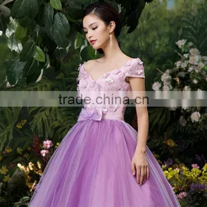 MGOO Elegant New Arrival Off Shoulder Purple Quinceanrea Dress For Girl Formal Gradution Applique Prom Dress YDYS15B0079 thumbnail-2