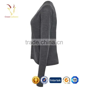 Women Knitted Grey Cashmere Cardigan Sweater thumbnail-2