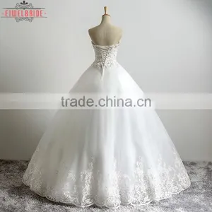 China OEM Supply Long Floor-length Ball Gown Beading Wedding Dress 2017 thumbnail-1