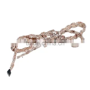 Rose Gold Flicker Braided PU Leather Cord thumbnail-1