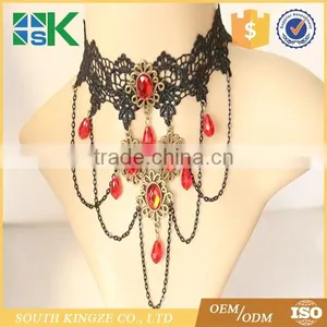 Fashion European and American Lace Necklace Handmade Gemstones Fake Collar Prom Dresses Accessories thumbnail-1