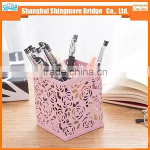 Cheap Wholesale Good Quality Mental Carved Hollow Pen Holder for School and Office thumbnail-5