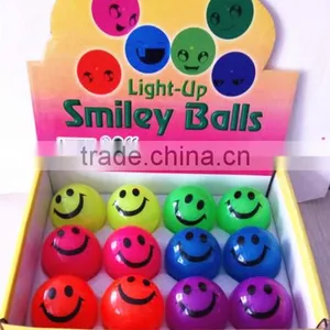 Printing Smiling Face TPR Rubber Bounce Ball LED Flashing Skip Ball thumbnail-1