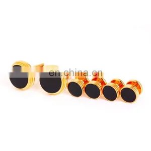 Round Enamel Cufflinks and Studs Sets Metal Studs for Clothing thumbnail-1