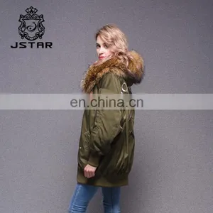 Best Warm Bomber Down Jacket With Raccoon Fur Collar thumbnail-5