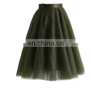 Mesh Tulle Skirt in Olive thumbnail-3