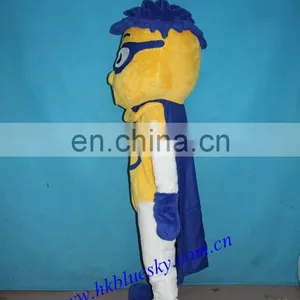 Custom Iman Mascot Costume With Blue Cape thumbnail-3