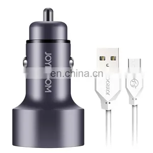 Mobile Phone C-M215 5V 2.1A Aluminum Alloy Dual USB Ports Smart Car Charger With Micro USB to USB Charger = thumbnail-1