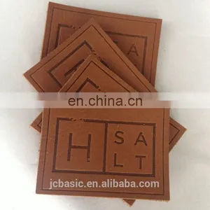 Custom Logo Embossed pu Leather Patches Leather Clothing Label thumbnail-1