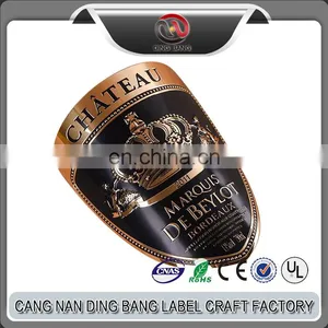 Wholesale Packading Label Type Custom High Grade Private Embossed Gold Royal Crown Metallic Wine Label Sticker thumbnail-1
