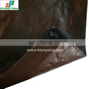 PE TARPAULIN # CANVAS # BROWN COLOR # 150 GSM # FULL REINFORCEMENTS thumbnail-1
