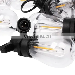 S14 Led 48ft 15 Sockets Party Edison Bulb Patio Led Solar String Lights Waterproof thumbnail-2