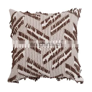 Boho Style Colorful Hand Block Indian Pillow Cover Decorative 18X18" Embroidery Chindi Cushion Cover thumbnail-5