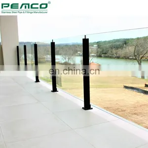 Stainless Steel Black Slotted Pipe Glass Railing Baluster Balcony Stainless Steel Glass Balustrade thumbnail-4