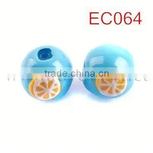 Summer Style Lemon Pattern on the Ocean Blue Plastic Beads thumbnail-1
