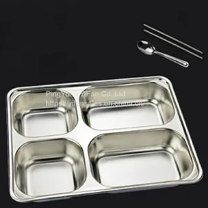 Four Sections Divided Plates 304 Food Grade Lunch Plate thumbnail-3