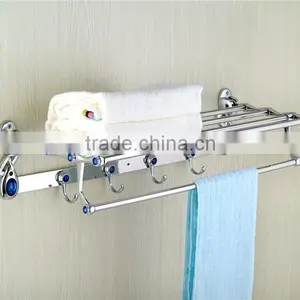 90 Degree Rotation Bathroom Wall Towel Shelf With Hooks With Blue&white Diamond A166 thumbnail-1