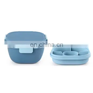 Private Label New Arrival 2021 3 Compartment Sealed Lunch Kids Bento Box Plastic thumbnail-2