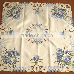 Blue and Beige Luxurious Handmade Printed Fiber Optic Table Cloth Wholesale Tablecloth Lmzc1007(8)K thumbnail-1
