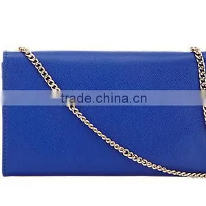 Royal Blue Saffiano Leather Evening Clutch Bags With Chain Lady Hand Bag Genuine Leather Wallet thumbnail-3