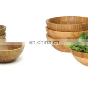 High Quality Factory Wholesale Round Bamboo Wooden Salad Bowl thumbnail-5