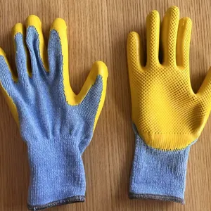 Grey Cotton Thread 10 Gauge Knitted Physical Pressed Black Latex Palm Coated Work Gloves thumbnail-1