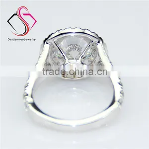 Round Brilliant Cut Moissanite 2CT 8.0mm Center Double Halo 14k 18k White Yellow Gold Halo Diamond Engagement Ring thumbnail-2