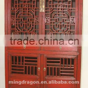 Chinese Antique Furniture Pine Wood Shanxi Red Cabinet_boodshelf thumbnail-1