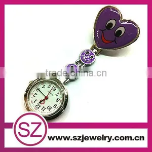 Angle Smile Purple Heart Shape Nurse Fob Watch for Sale thumbnail-1