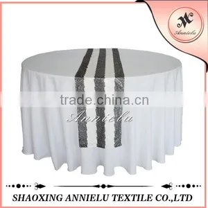 100%Polyester Black Stripe Sequin Table Runner Cheap Table Runners thumbnail-1