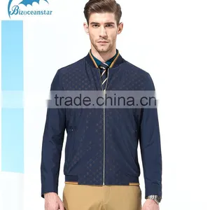 Navy Blue Casual Polyester Jacket Regular Fit Full Sleeves Jacket thumbnail-1