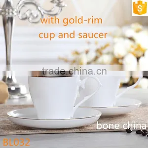 Fine Bone China White With Gold-rim Tea Cup With Saucer thumbnail-2