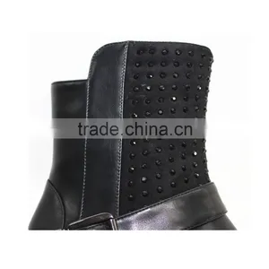 Black Quality PU Italian Winter Leather Boots Women thumbnail-2