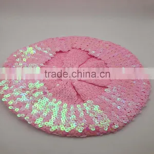 Women's Fashion Sequins Beanie Dance Hat/ladies' Gold Sequined Cap/girl's Knitted Sequin Beret thumbnail-2